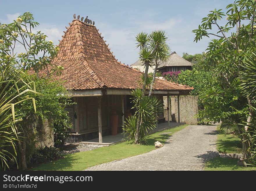 Exterior shot of a traditional balinese house