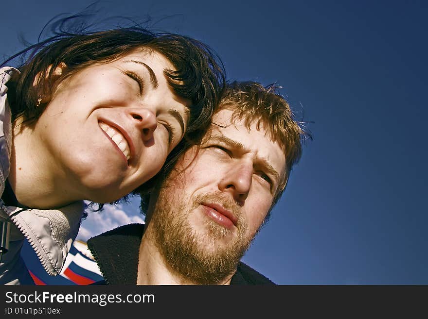 Young couple smiling faces