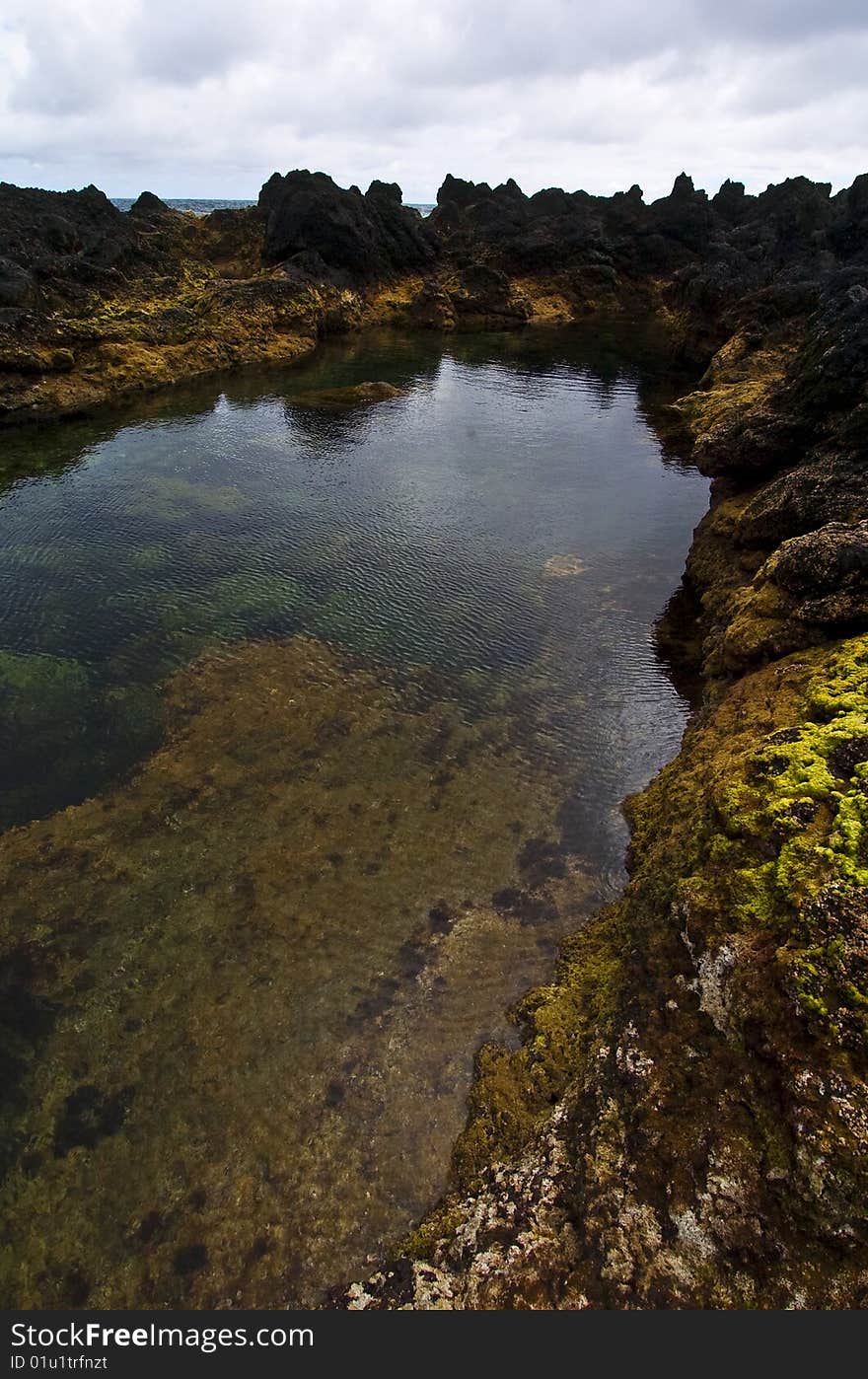 Natural sea water pool at Biscoitos in Azores. Natural sea water pool at Biscoitos in Azores