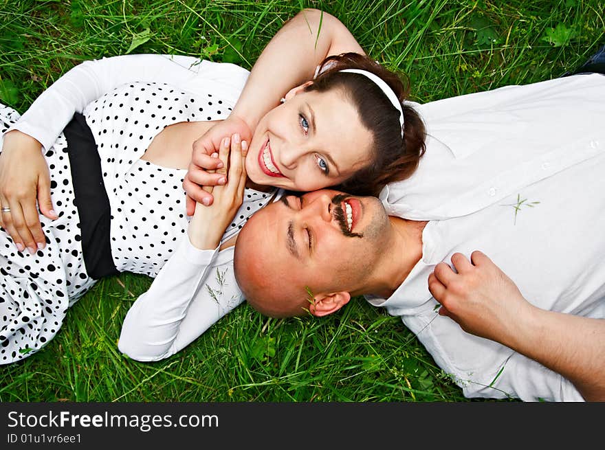 Lying on grass