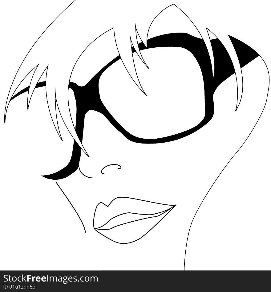 Graphic illustration of woman in sunglasses. Graphic illustration of woman in sunglasses