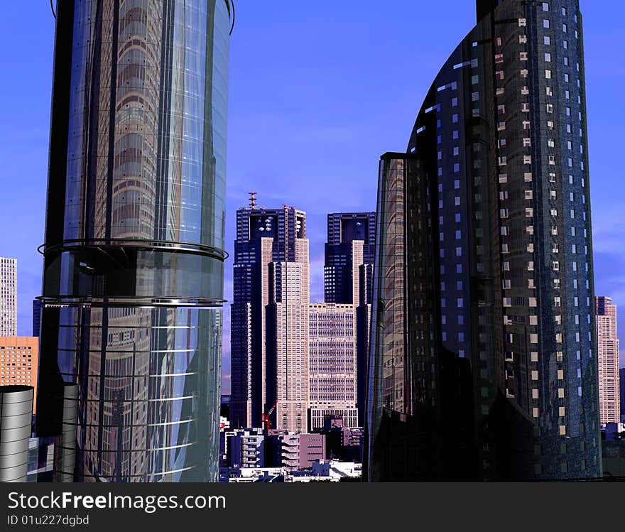 Modern building on a background sky