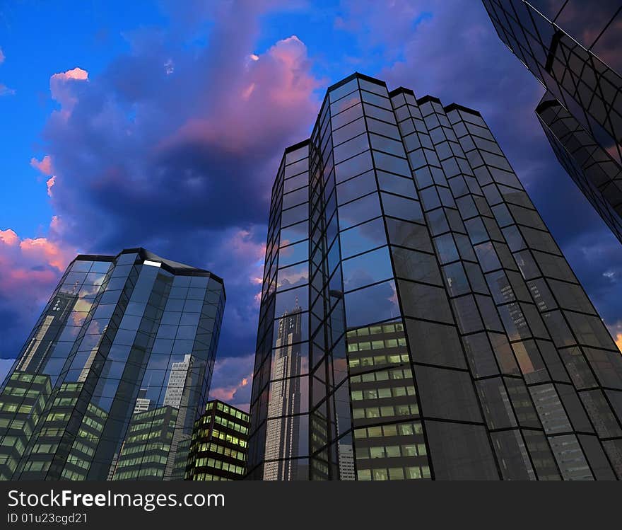 Modern building on a background sky