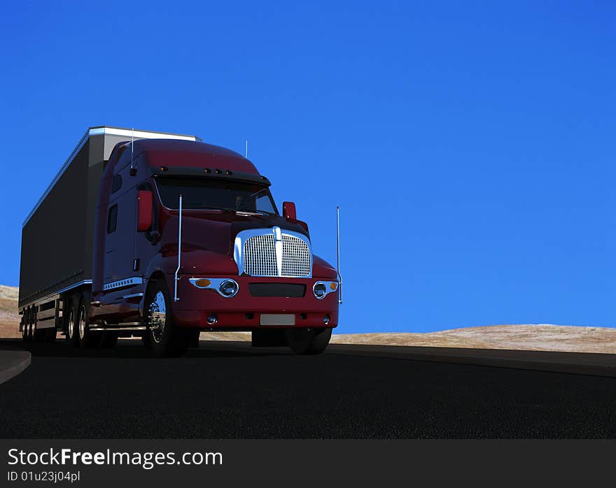 Freight machine on a highway