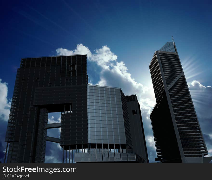 Modern building on a background sky