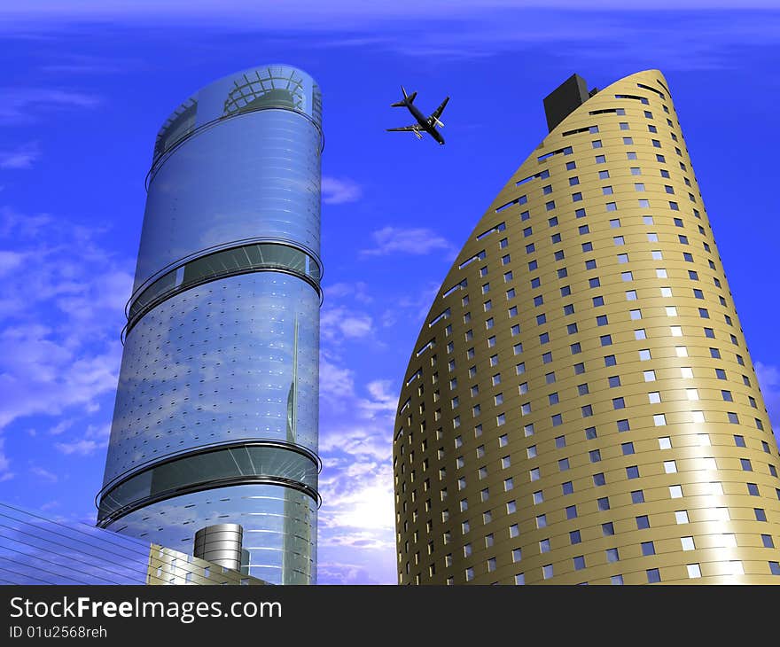 Modern building on a background sky