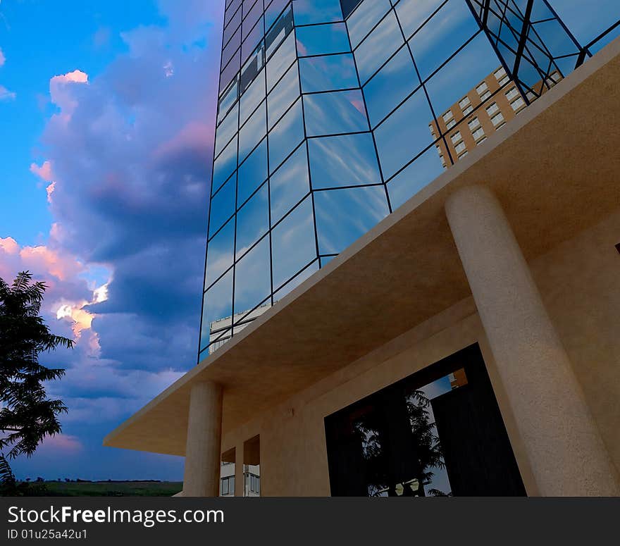 Modern building on a background sky