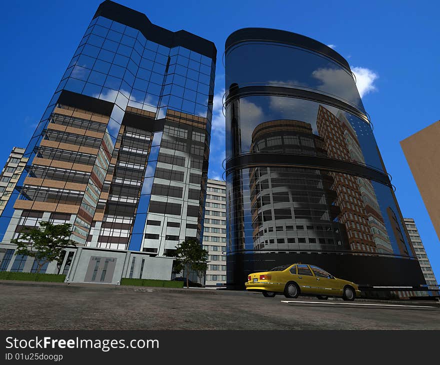 Modern building on a background sky