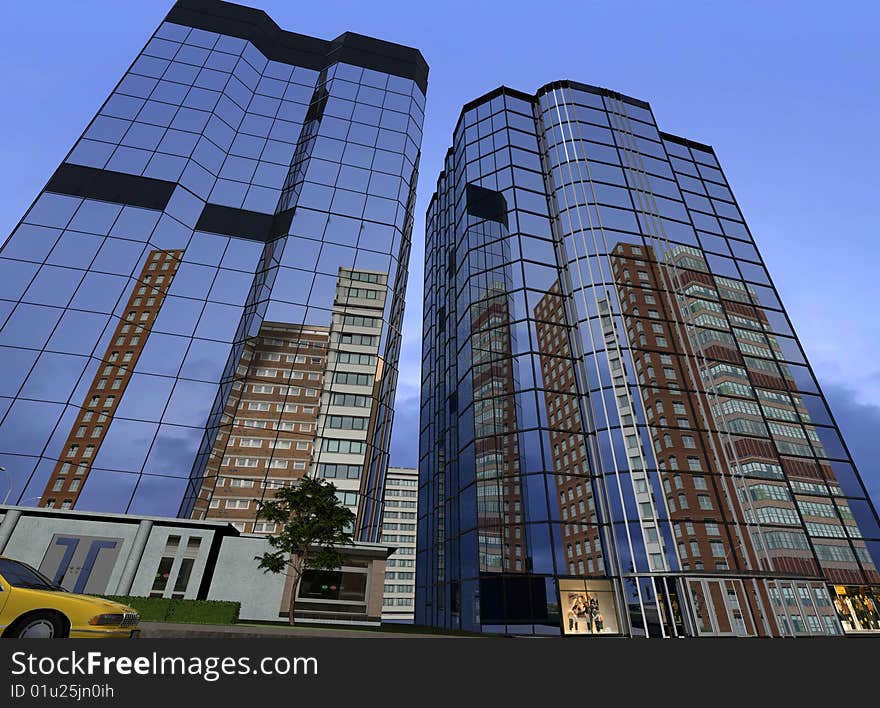 Modern building on a background sky