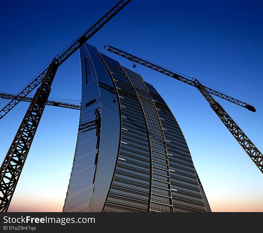 Modern building on a background sky