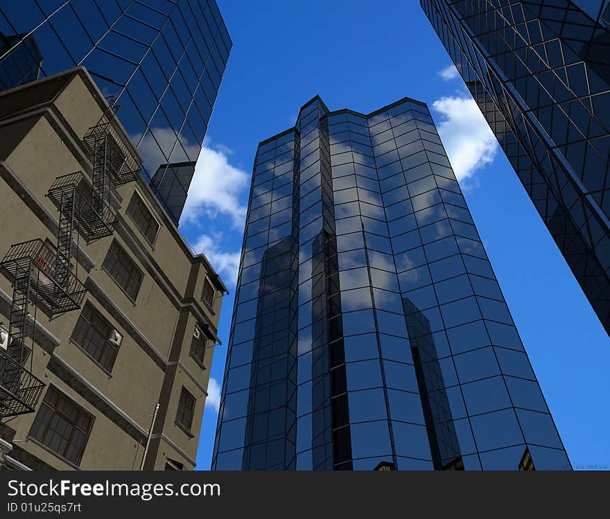 Modern building on a background sky