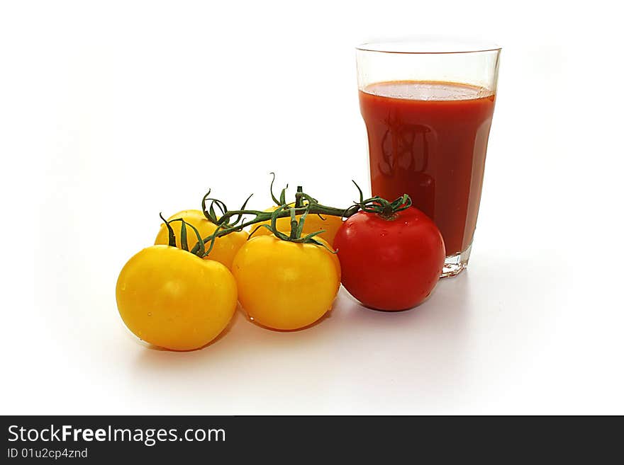 Yellow Tomatos And Red Tomato, Juice