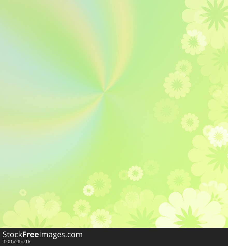 Soft smooth green yellow background with floral frame. Soft smooth green yellow background with floral frame