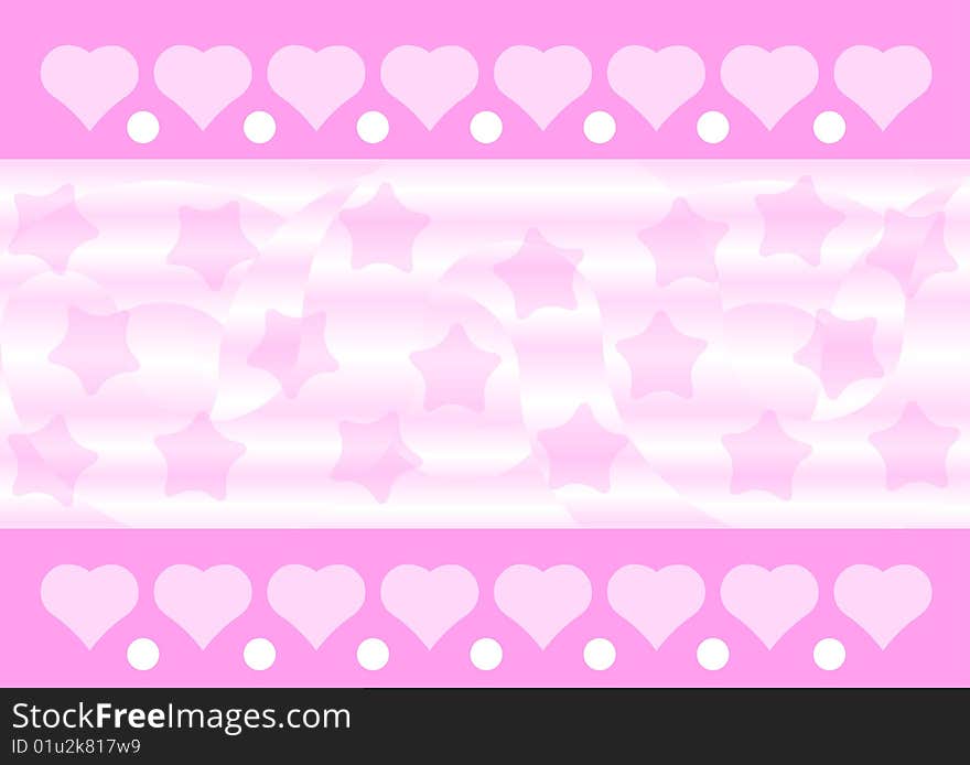 Pink Hearts And Stars Background