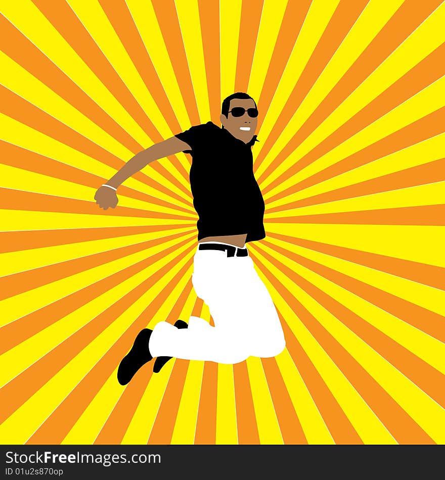 Happy man on sunny background, illustration. Happy man on sunny background, illustration