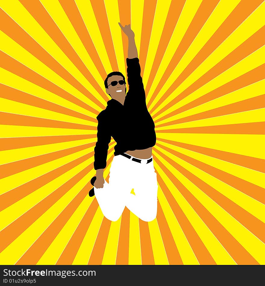 Happy man on sunny background, vector illustration. Happy man on sunny background, vector illustration