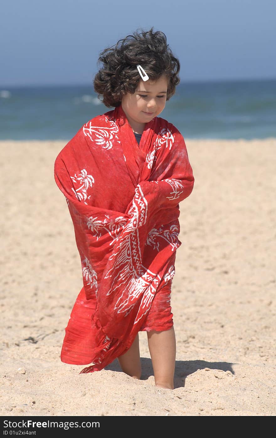 Cute Little Girl On The Beach