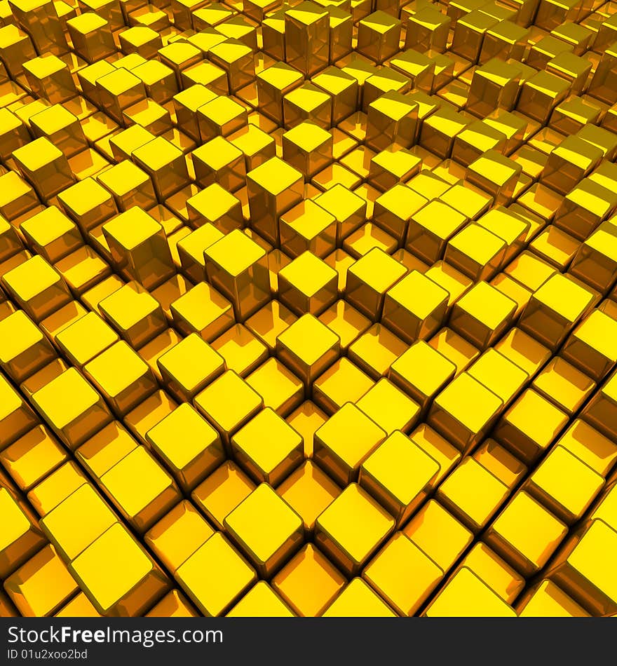 Abstract background with different golden boxes