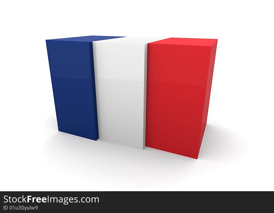 French flag blocks on a white background. French flag blocks on a white background