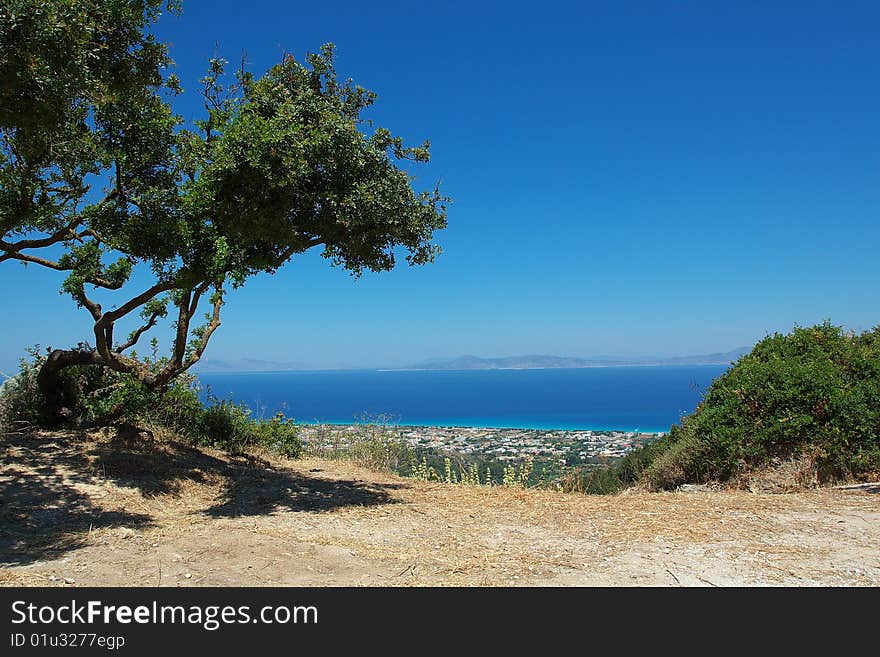 View on the sea from mountain Filerimos. View on the sea from mountain Filerimos