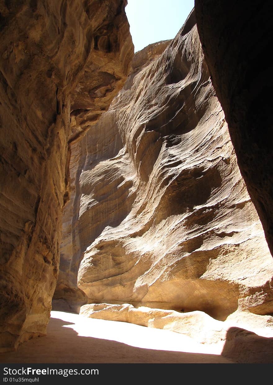 Canyon in the pink city of Petra, Jordan