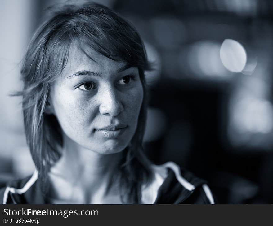 Portrait of a pretty young girl - shallow DOF. Portrait of a pretty young girl - shallow DOF