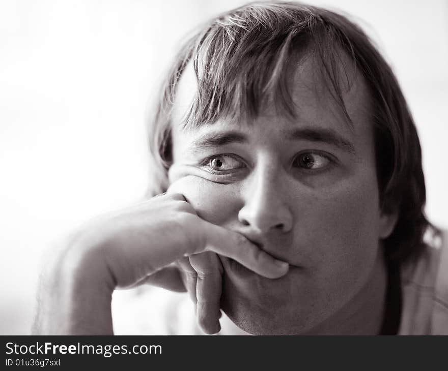 Portrait of a thoughtful man - shallow DOF