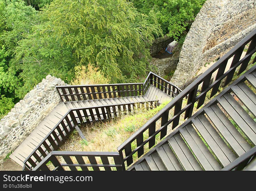 Wood stairs to the castle