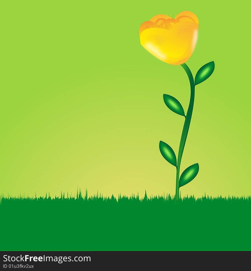 Green  background with flower. Green  background with flower