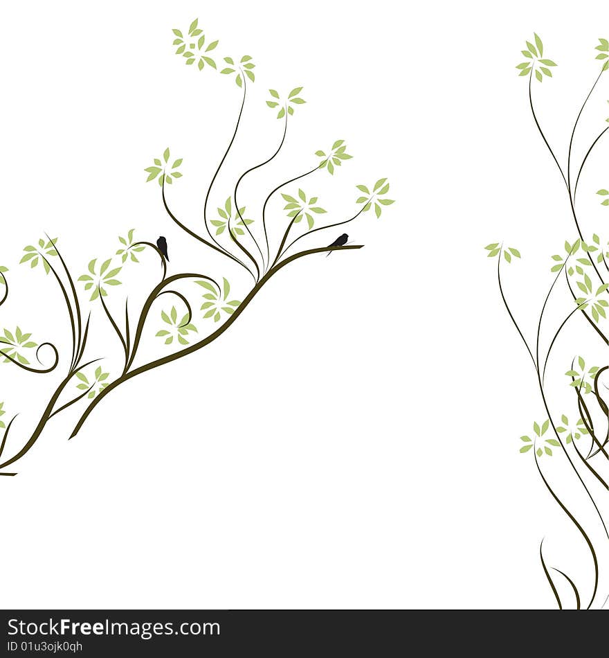 Spring tree.  illustration with place for your text. Spring tree.  illustration with place for your text