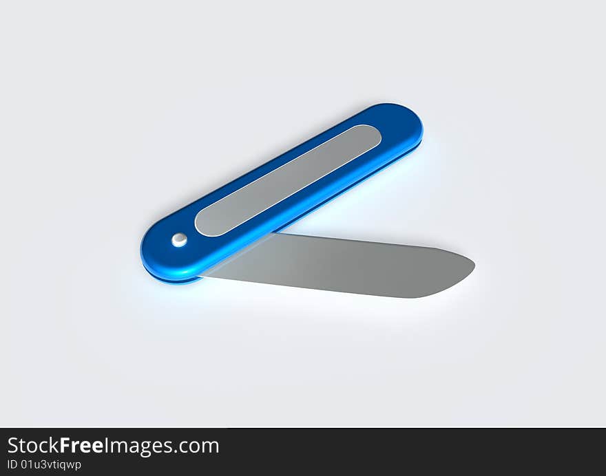 3d image of a knife of white background.