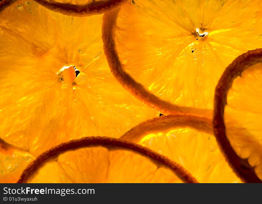 Dried orange peels stacked on top of each other. Dried orange peels stacked on top of each other