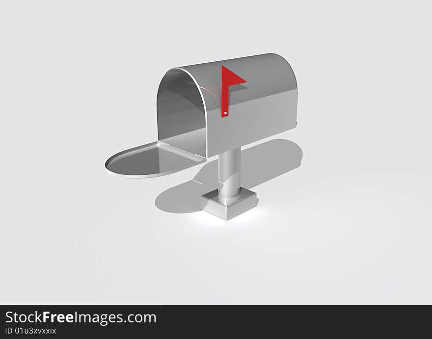 A opened mailbox with white background.