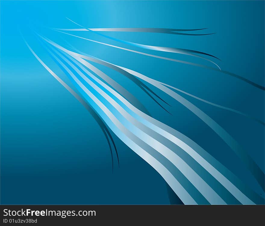 Abstract background of blue ribbons