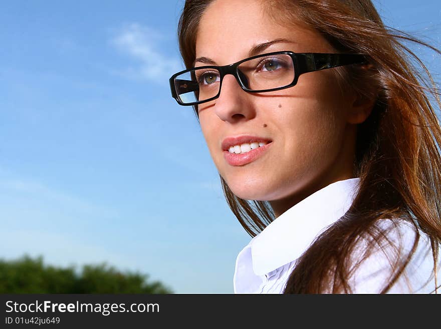 A beautiful young woman studing. A beautiful young woman studing