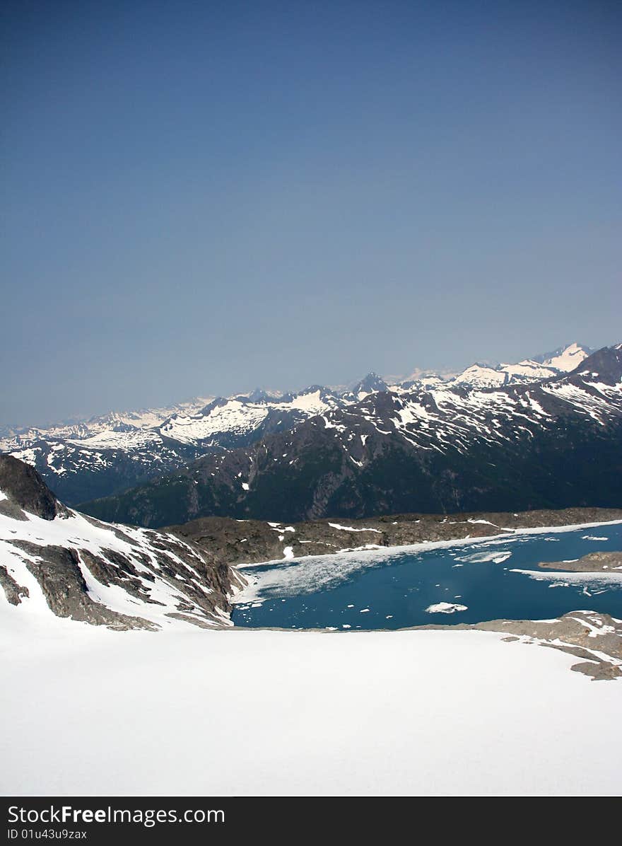 Aerial view of lake in the Denver Glacier