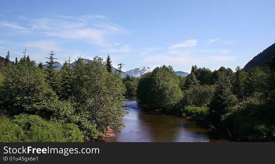 View of the Spasski River, close to Hoonah, Alaska. View of the Spasski River, close to Hoonah, Alaska