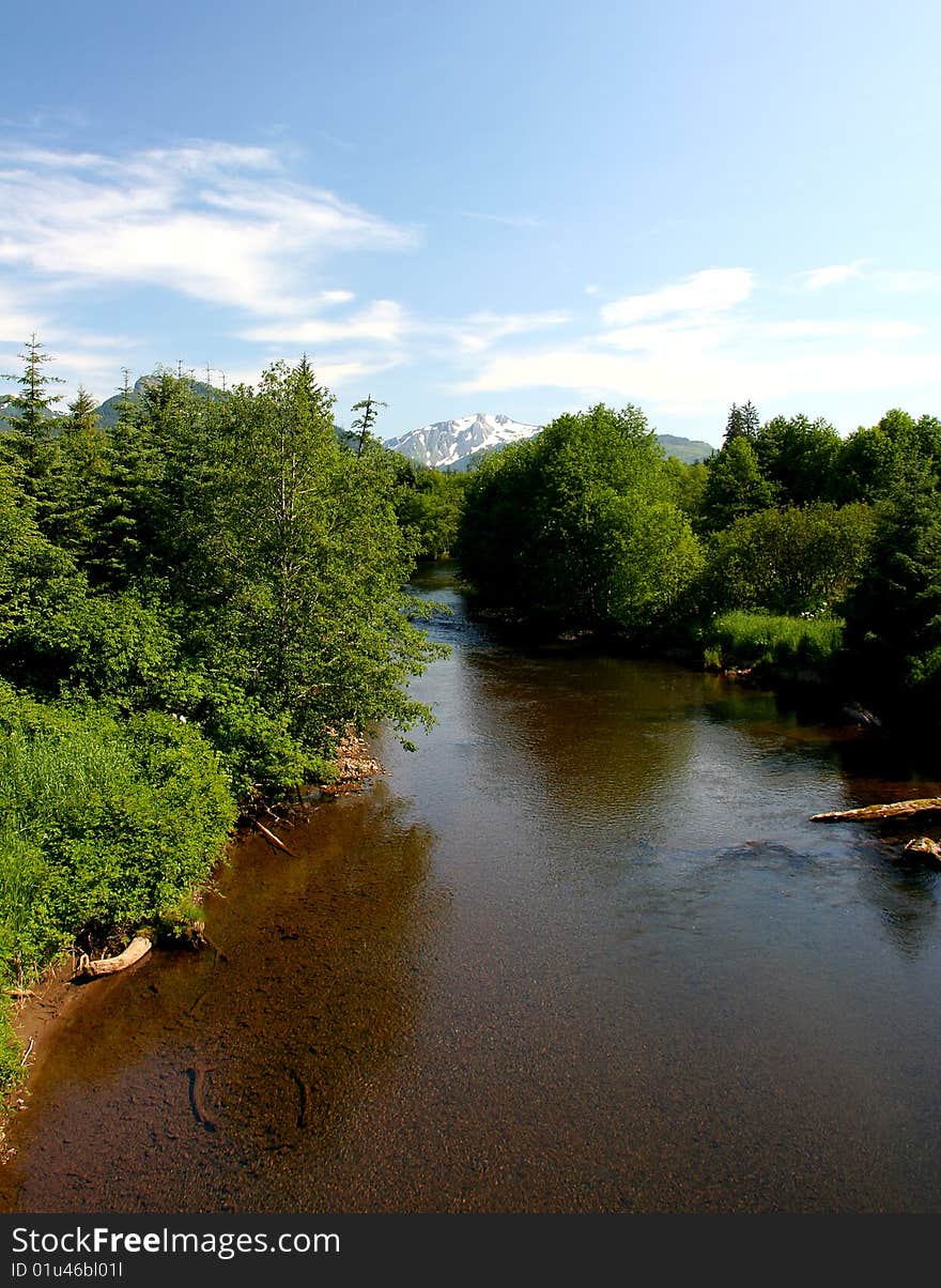 View of the Spasski River, close to Hoonah, Alaska. View of the Spasski River, close to Hoonah, Alaska