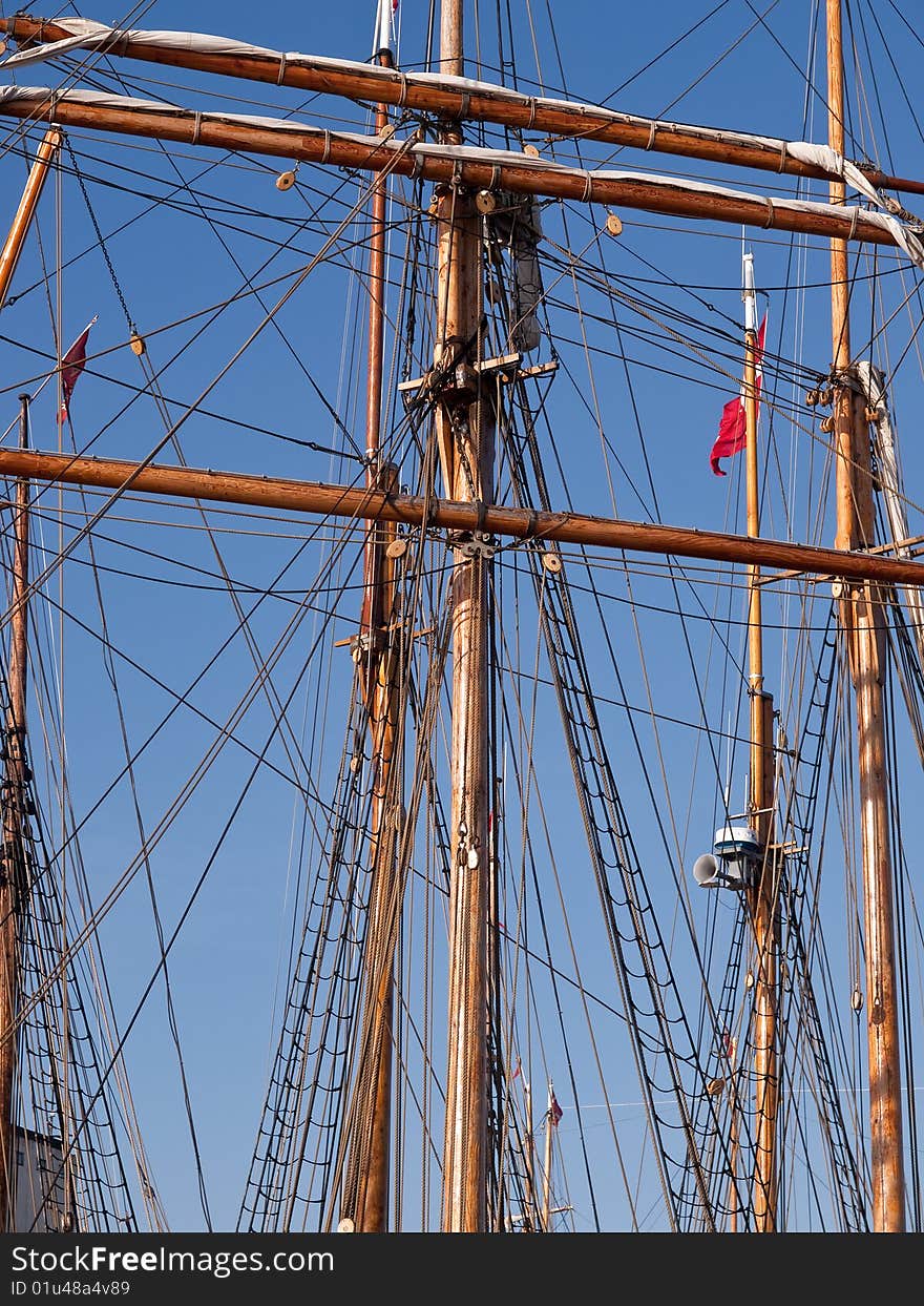 Traditional sailing group of vintage wooden sailboats tall ships