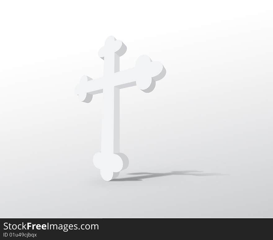 3d White Cross Standing Right