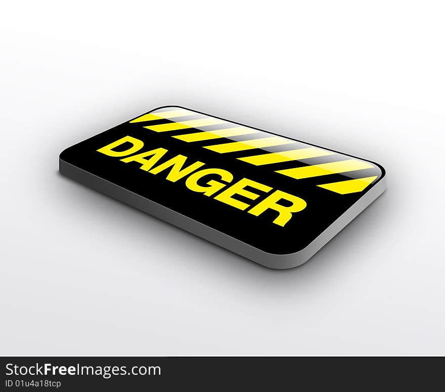 One 3d isolated Danger Sign