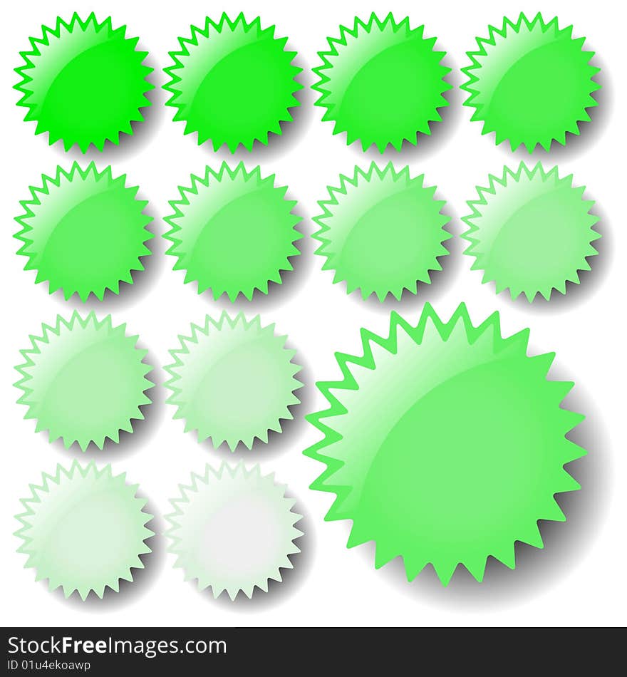 A set of light green star icons. Available in jpeg and eps8 formats.