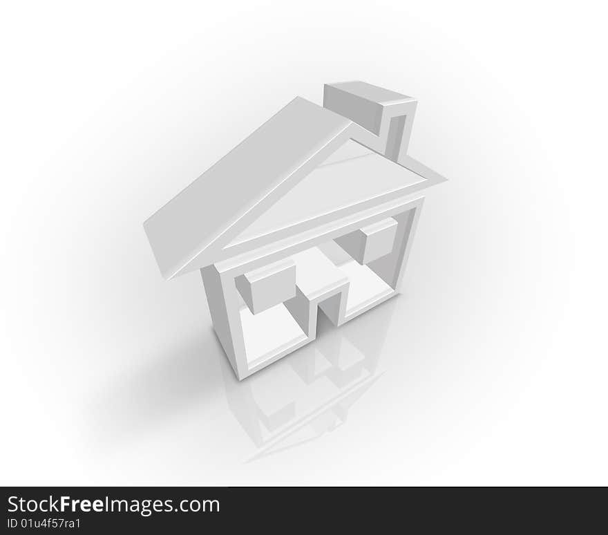 Pure white 3d blank house