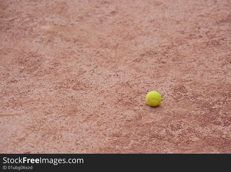 Tennis ball at the court, selective focus