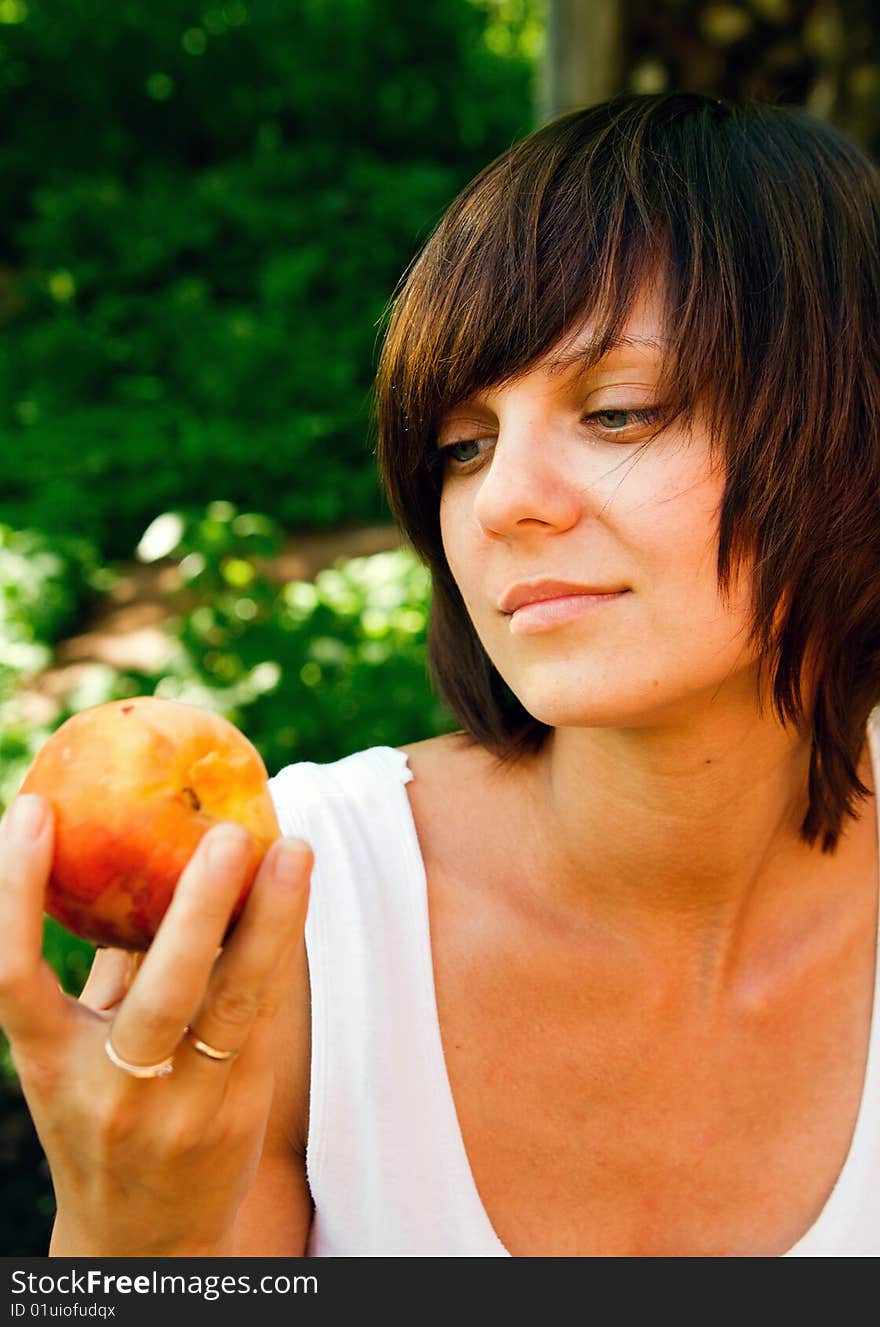 Woman and a Peach