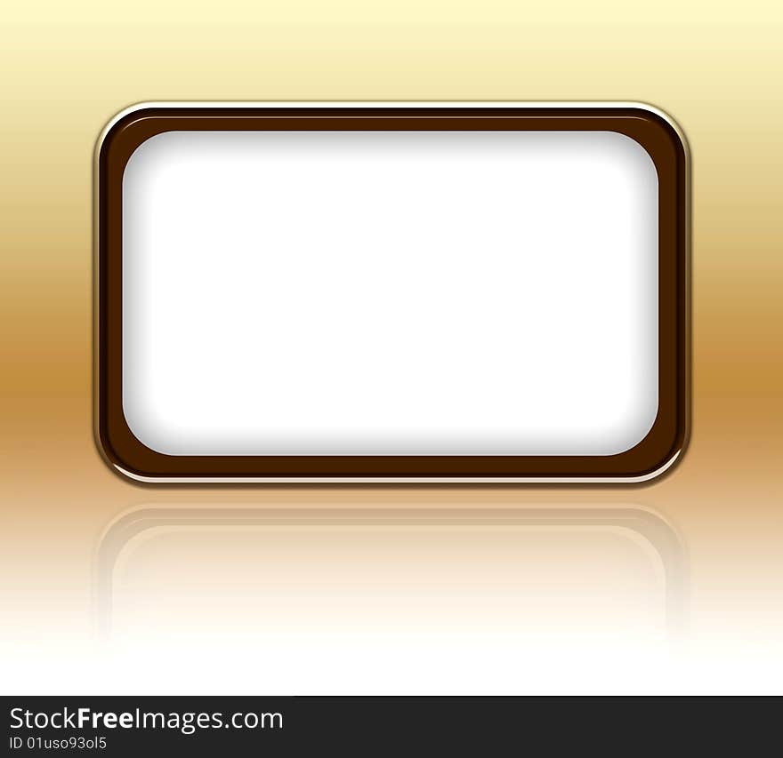 Illustration of blank modern rectangular frame reflecting on brown background with copy space. Illustration of blank modern rectangular frame reflecting on brown background with copy space.