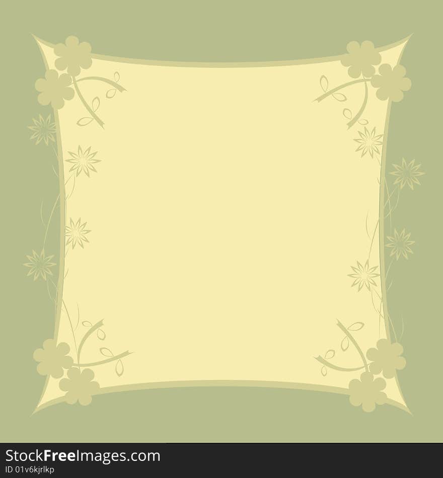 Vintage foto frame with flowers background