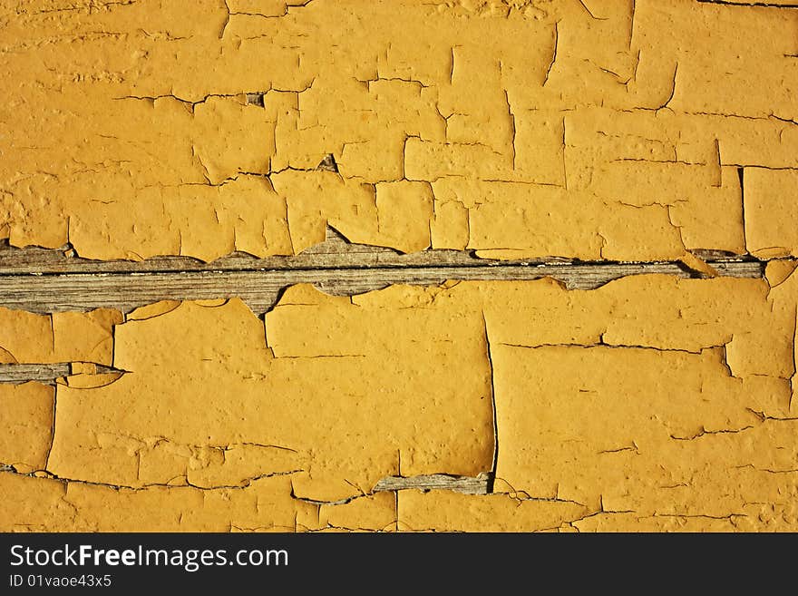 Crannied old paint on boards, macro