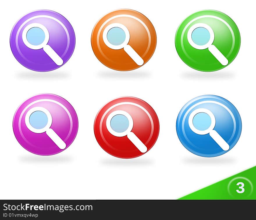 Colorful icon set searching the web isolated on white background, # 3 part of a collection of website buttons. Colorful icon set searching the web isolated on white background, # 3 part of a collection of website buttons