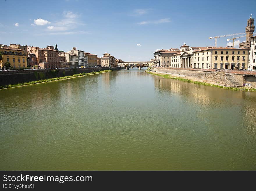 Arno river in Florence (Firenze), Tuscany, Italy